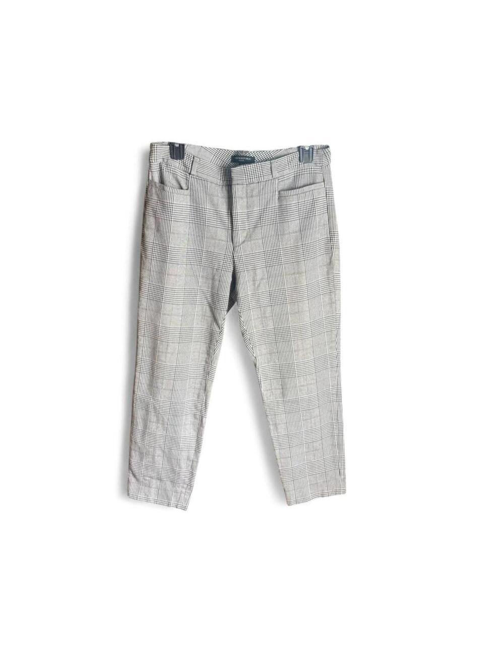 Banana Republic grey & black plaid trousers Size 8 #preppy #workwear